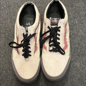 Vans White and Red Patterned Sneakers